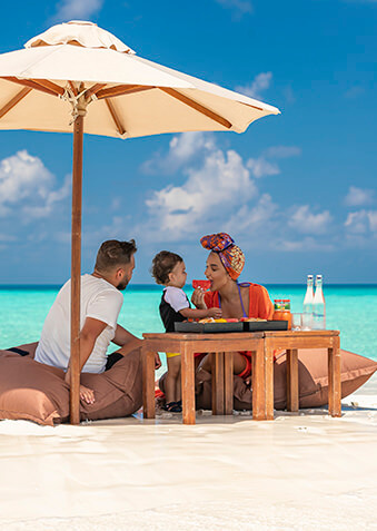 Семейный пикник на уединенной песчаной отмели