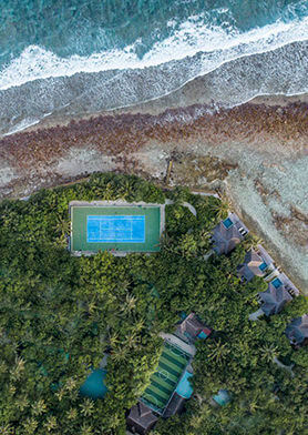 Спортплощадки Veli окружены пышной растительностью