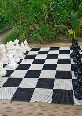 Играть в грандиозные шахматы под пальмами